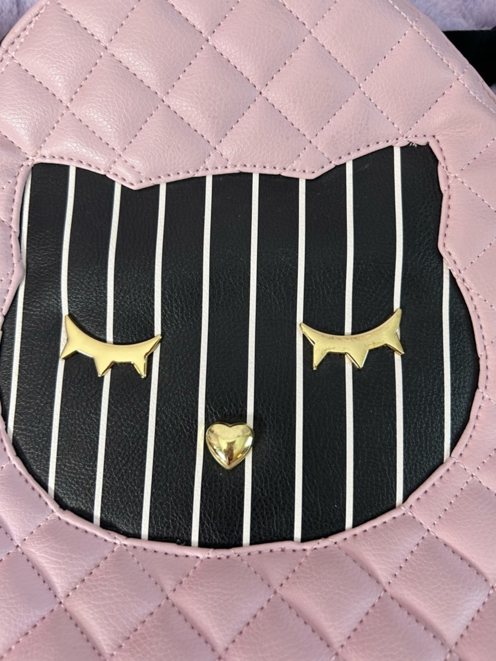 Betsey Johnson Kitty Backpack - Pink, Black and White with Cat Face on Front - Picture 2 of 9